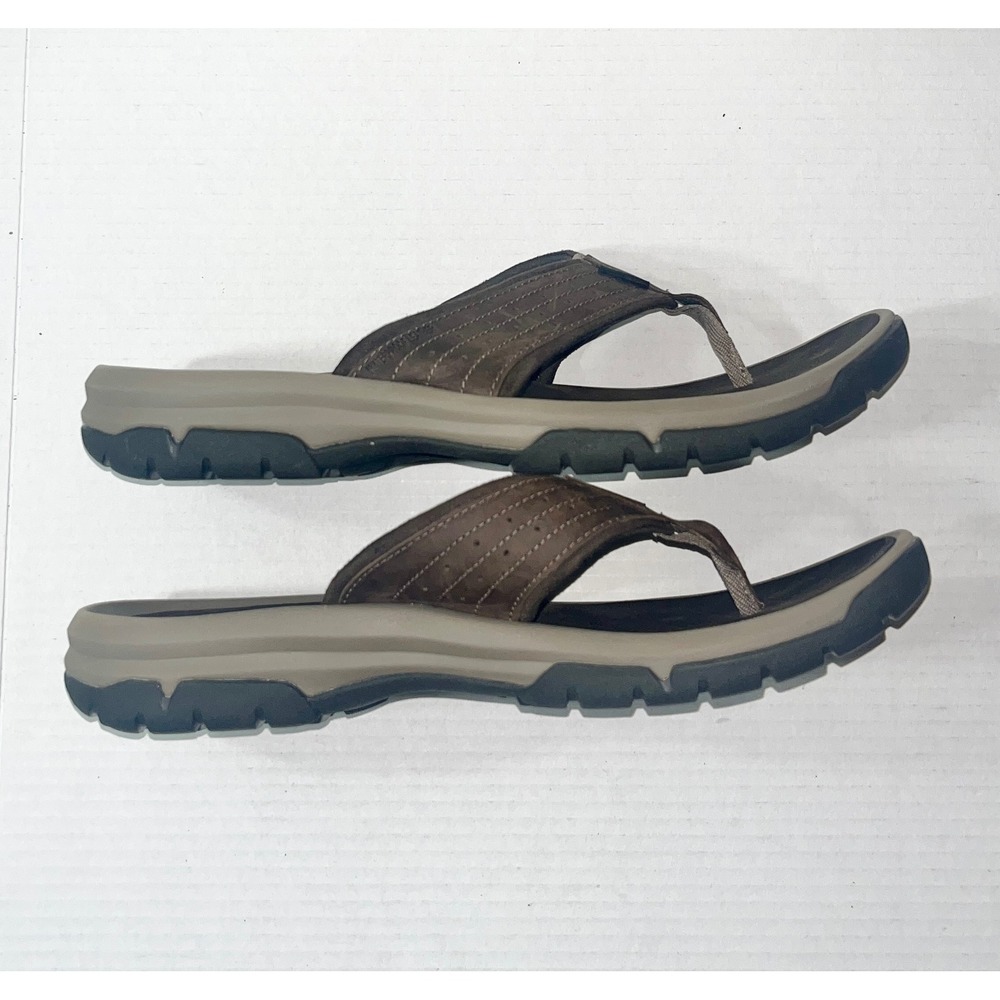 Teva Langdon Flip Flops Mens 13 Brown Waterproof Leather Thong Sandals Outdoor - Picture 4 of 8